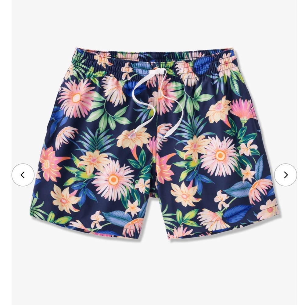 chubbies Navy Swim Trunks with Pink & Green navy Floral Print small